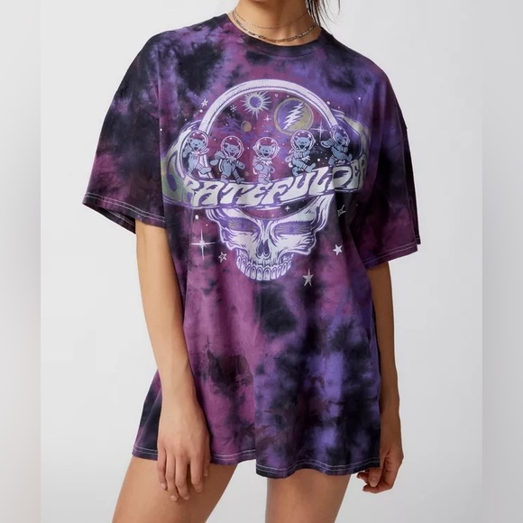 Grateful Dead Space Bears Tie-Dye T-Shirt Dress - Picture 1 of 4